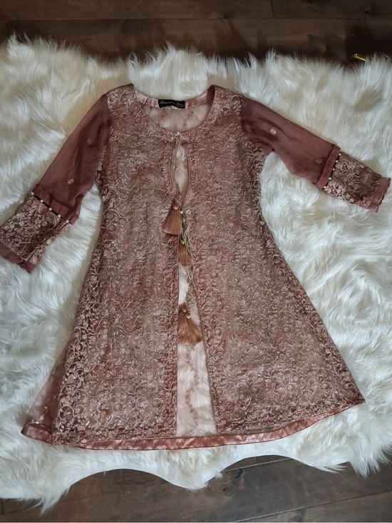 I literally cannot read it Dresses & Skirts - Embellished Mauve Lace Overlay Dress
